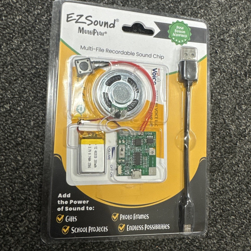 EZSound Multiplay Push Button Recordable Sound Chip | Plays Multiple Recordings